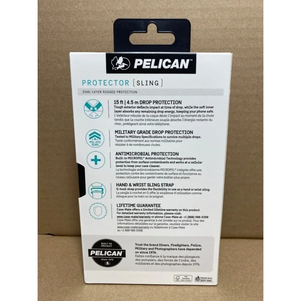iPhone 12‎ Pro Case Black Pelican Protector with Integrated Wrist Sling Strap